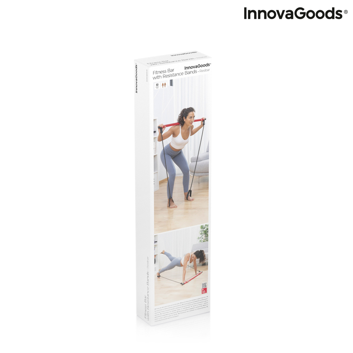 Träningsstång med motståndsband och träningsguide Resibar InnovaGoods - 2