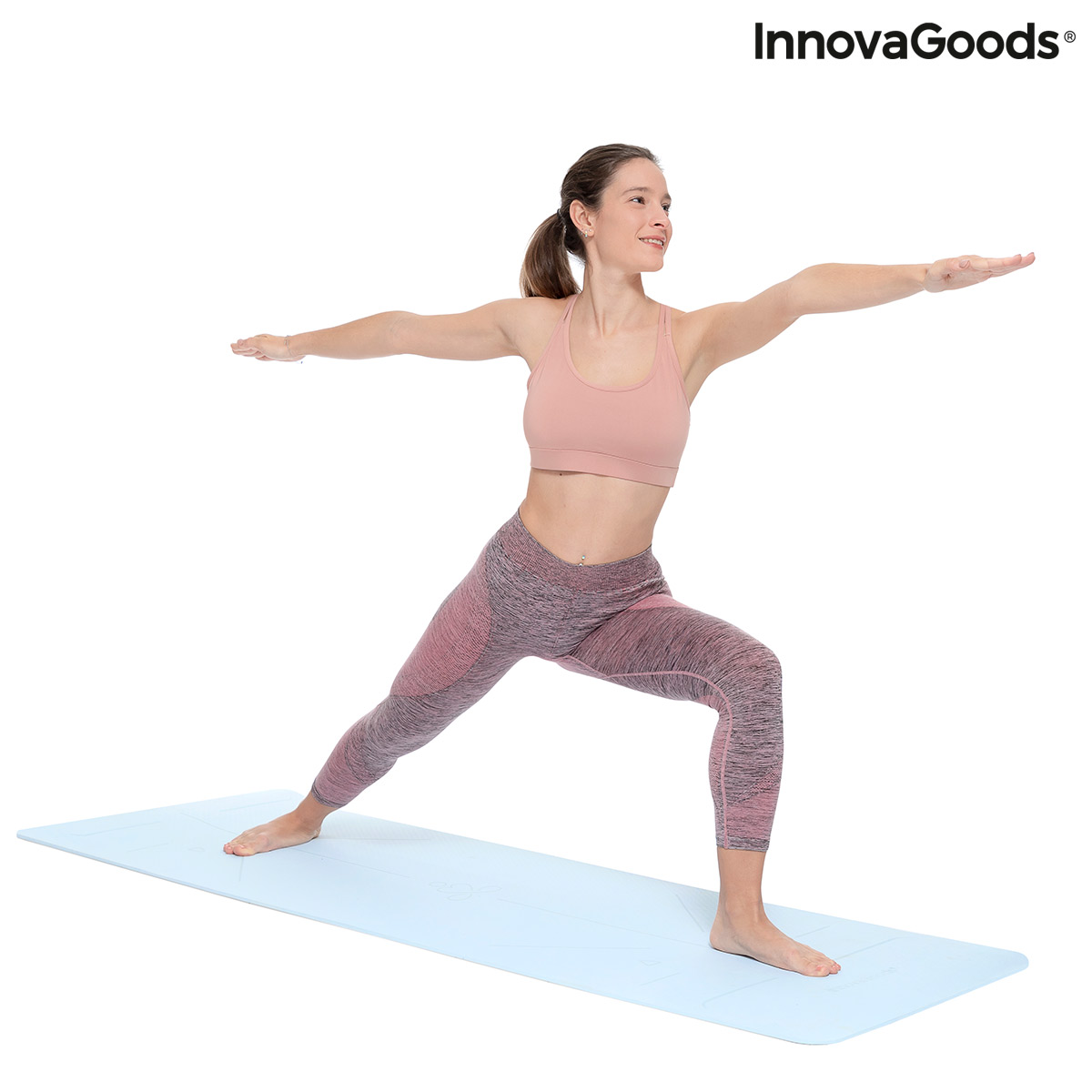 Halkfri yogamatta med positionslinjer och träningsanvisningar Asamat InnovaGoods - 5