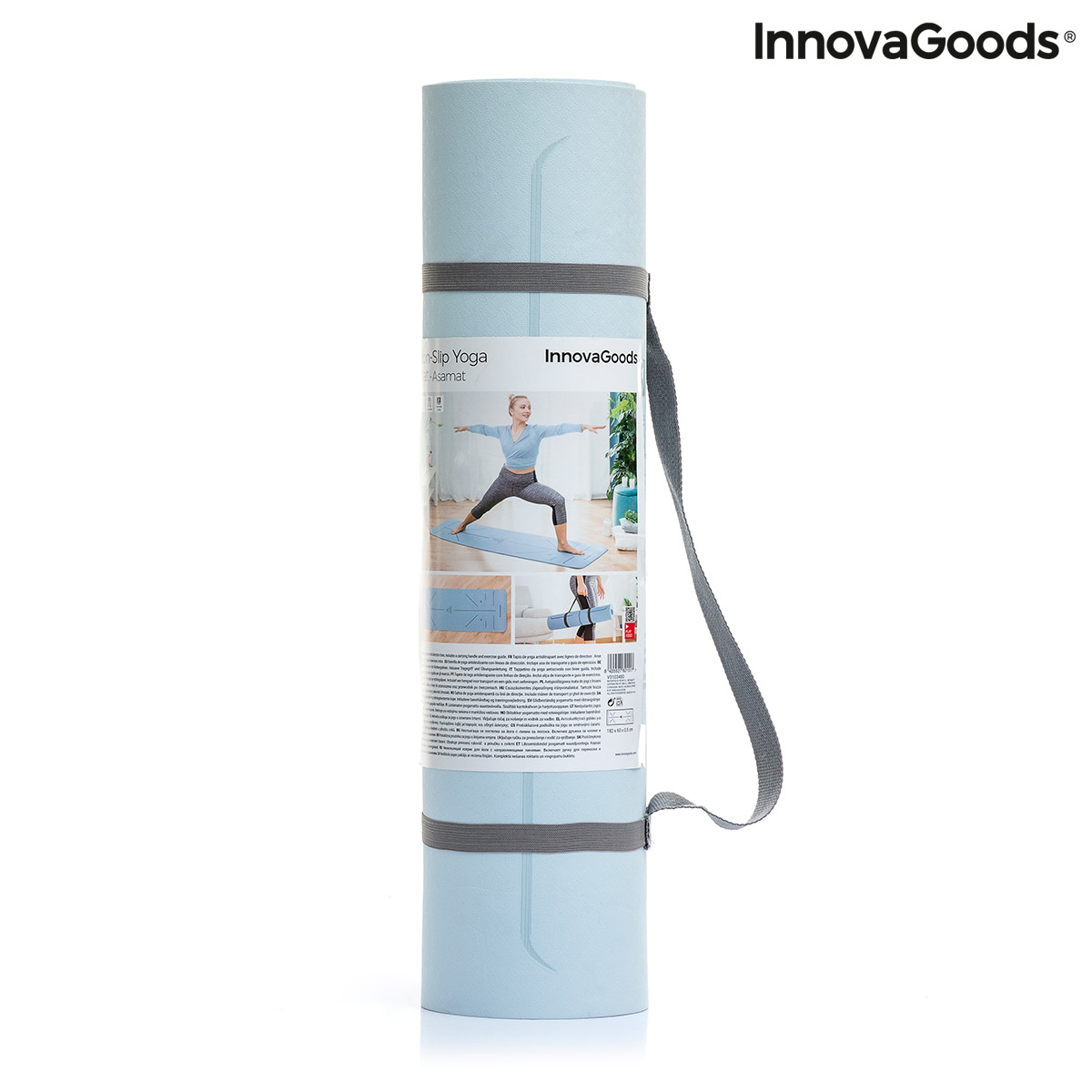 Halkfri yogamatta med positionslinjer och träningsanvisningar Asamat InnovaGoods - 2