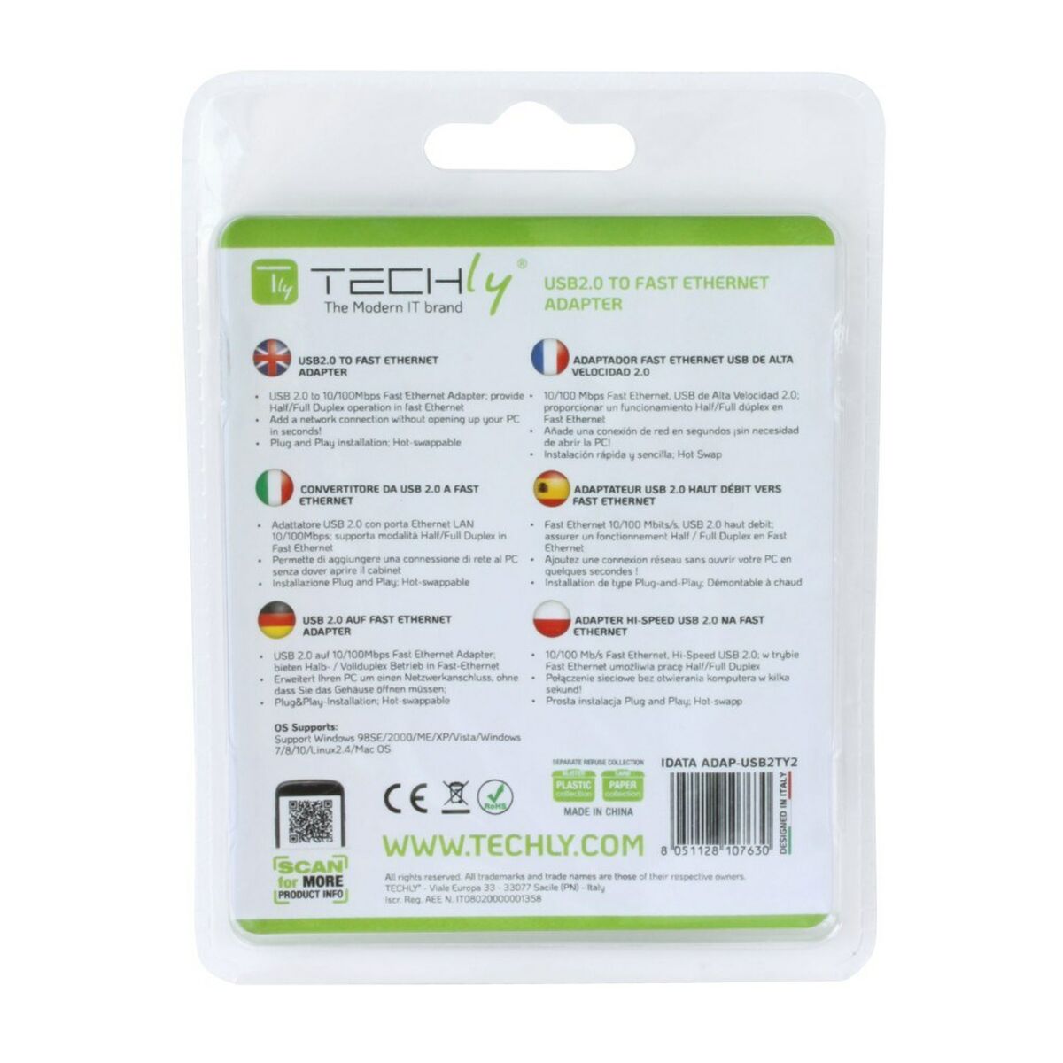 USB till Ethernet Adapter Techly 107630 15 cm - 2