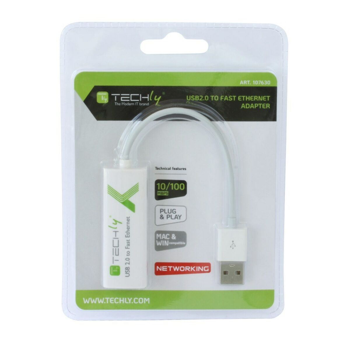 USB till Ethernet Adapter Techly 107630 15 cm - 4