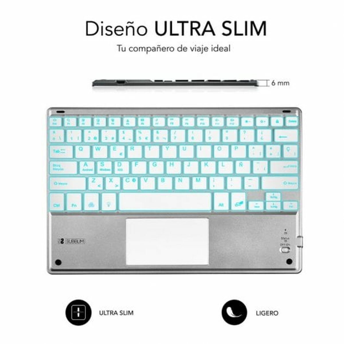 Tangentbord och Pekplatta Subblim SUB-KBT-SMBT50 Silvrig Qwerty Spanska QWERTY - 4