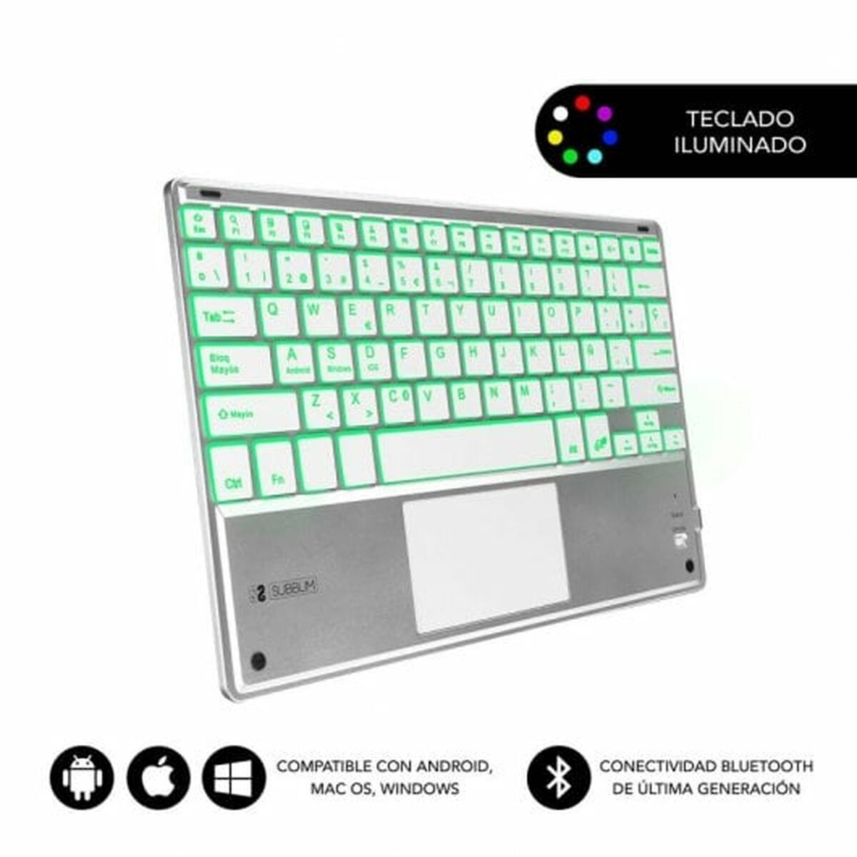Tangentbord och Pekplatta Subblim SUB-KBT-SMBT50 Silvrig Qwerty Spanska QWERTY - 2