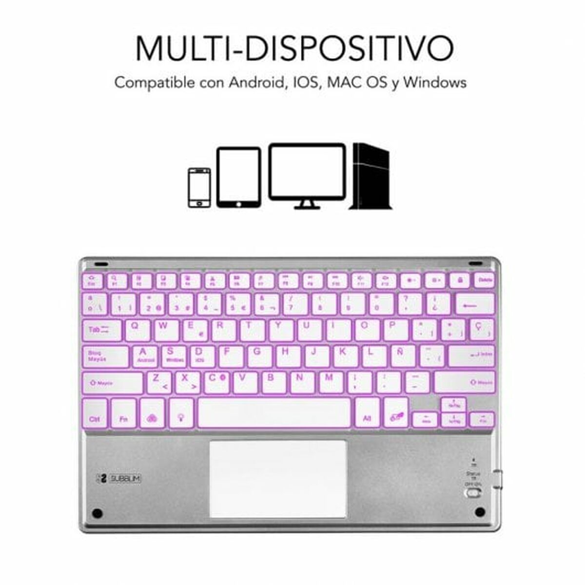 Tangentbord och Pekplatta Subblim SUB-KBT-SMBT50 Silvrig Qwerty Spanska QWERTY - 3