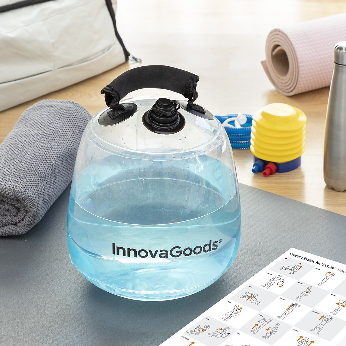 Vattenfylld vattenkokare Bell för Fitness Träning med Motion Guide Fibell InnovaGoods - 22