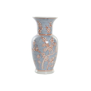 Vas DKD Home Decor 13 x 13 x 31 cm Porslin Blå Orange Orientalisk