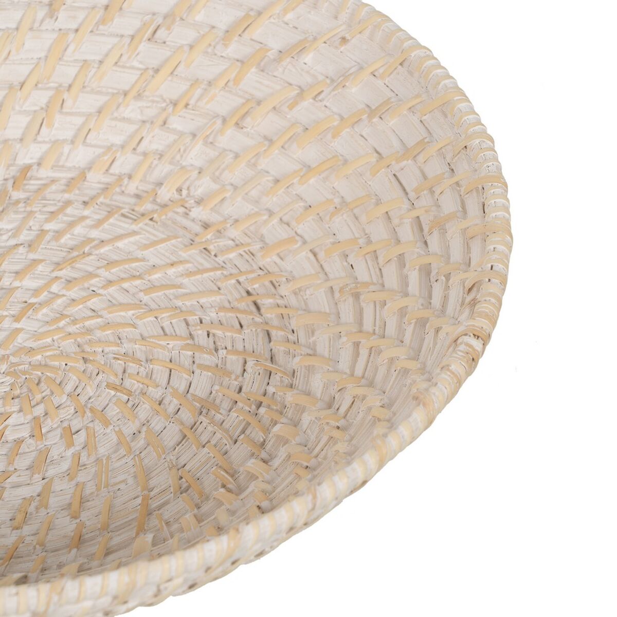 Bordsdekoration Vit Bambu Rattan 35 x 35 x 8 cm (2 antal) - 7