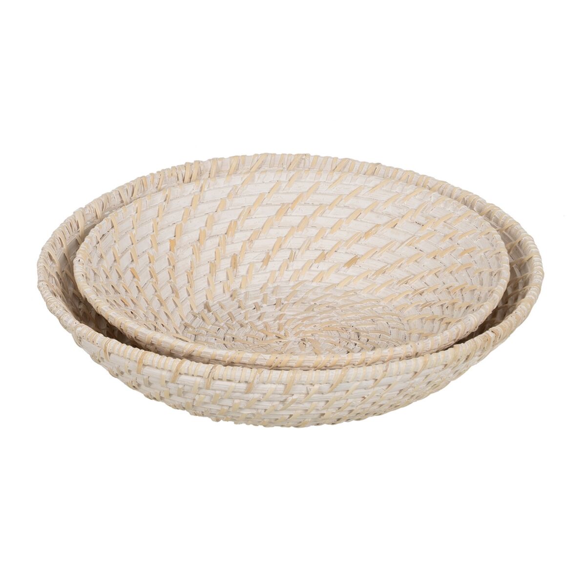 Bordsdekoration Vit Bambu Rattan 35 x 35 x 8 cm (2 antal) - 2