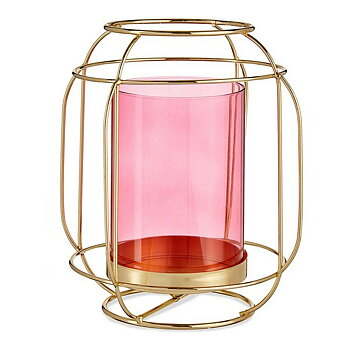 Ljusstakar Gift Decor Rosa Gyllene Metall Glas 19 x 20 x 19 cm Lykta