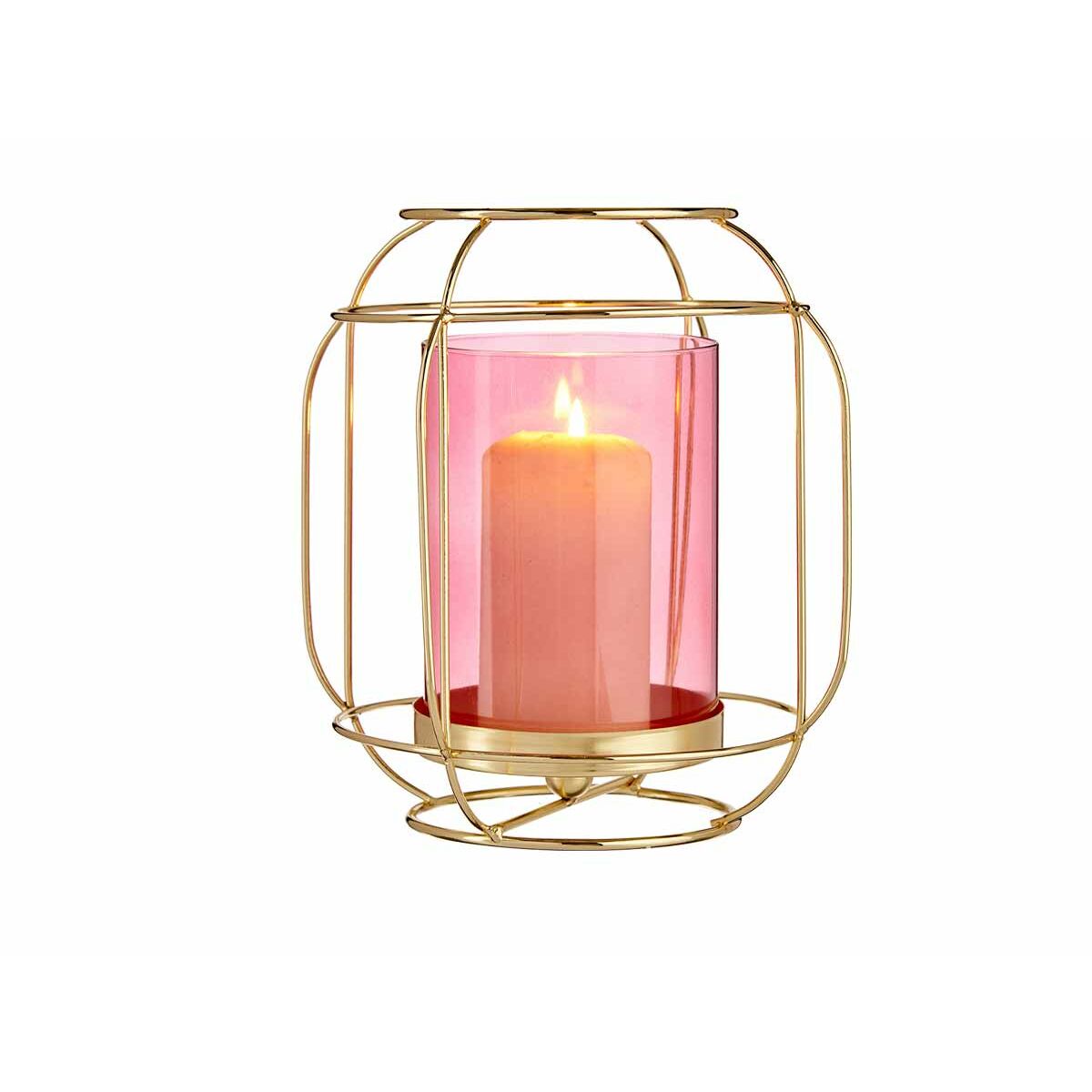Ljusstakar Gift Decor Rosa Gyllene Metall Glas 19 x 20 x 19 cm Lykta - 5