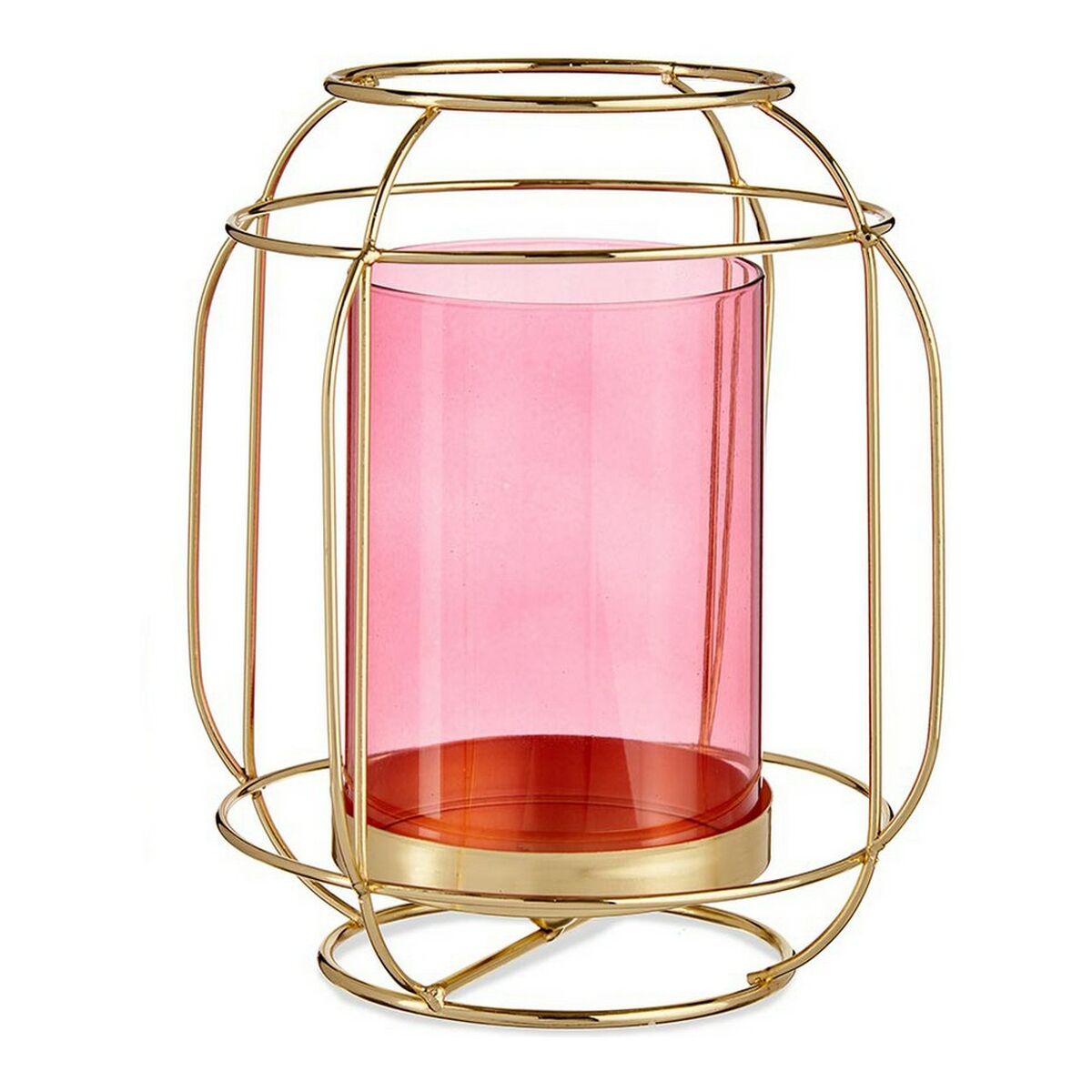 Ljusstakar Gift Decor Rosa Gyllene Metall Glas 19 x 20 x 19 cm Lykta - 3