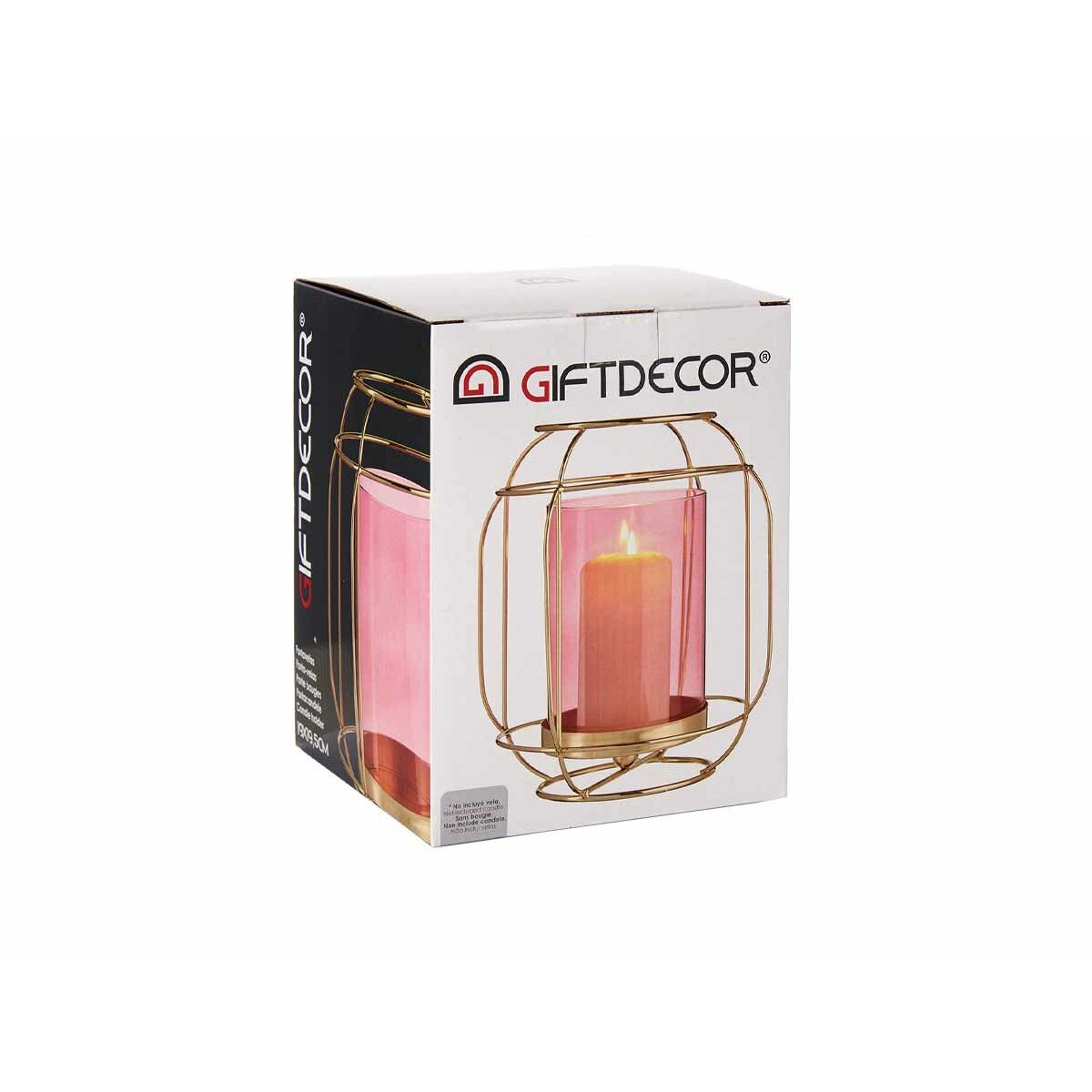 Ljusstakar Gift Decor Rosa Gyllene Metall Glas 19 x 20 x 19 cm Lykta - 4