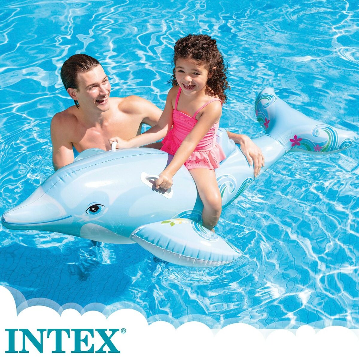 Upplåsbar bassängmadrass Intex Delfin 175 x 38 x 66 cm (6 antal) - 6