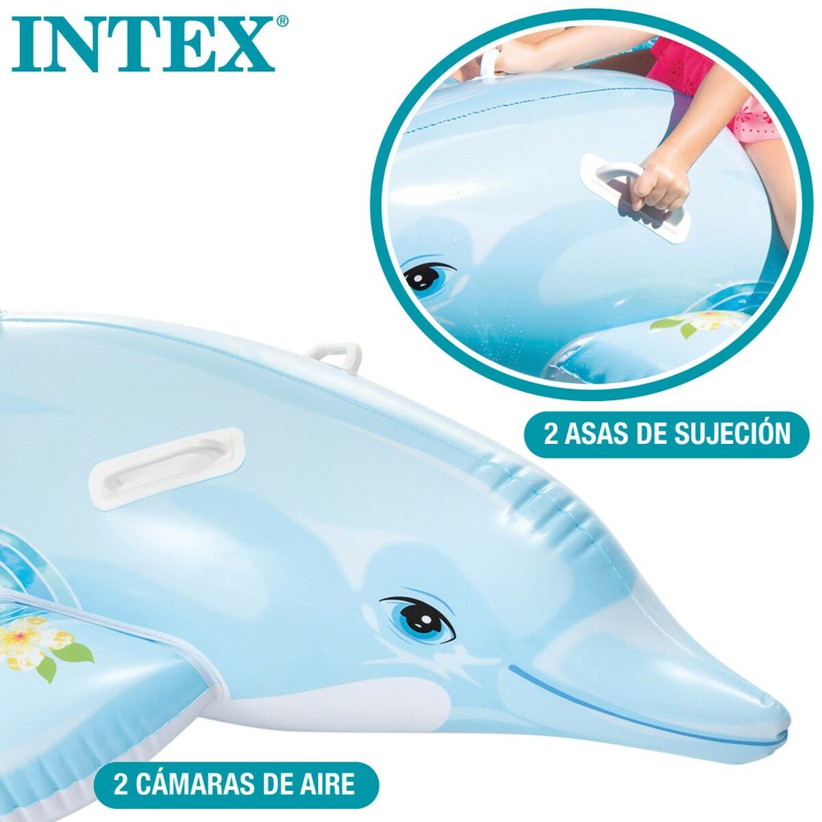 Upplåsbar bassängmadrass Intex Delfin 175 x 38 x 66 cm (6 antal) - 5