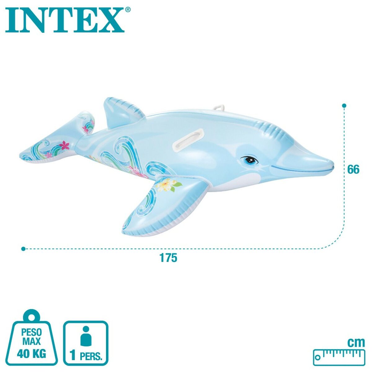 Upplåsbar bassängmadrass Intex Delfin 175 x 38 x 66 cm (6 antal) - 2