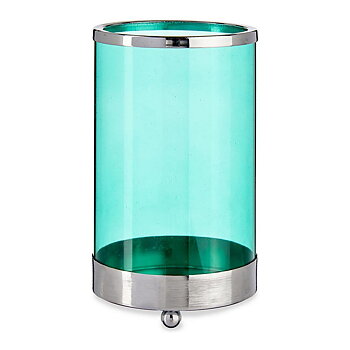 Ljusstakar Gift Decor Blå Silvrig Silver Metall Glas 9,7 x 16,5 x 9,7 cm Cylinder