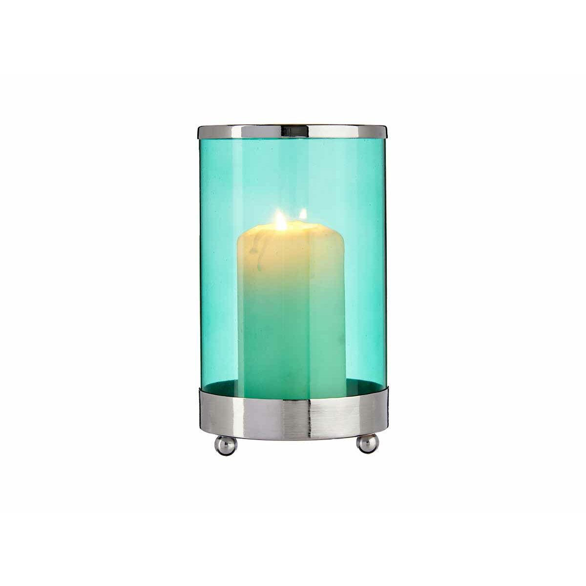 Ljusstakar Gift Decor Blå Silvrig Silver Metall Glas 9,7 x 16,5 x 9,7 cm Cylinder - 4