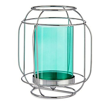 Ljusstakar Gift Decor Blå Silvrig Silver Metall Glas 19 x 20 x 19 cm Lykta
