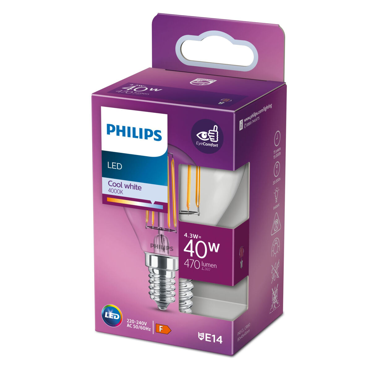 Sfärisk LED-lampa Philips Equivalent E14 40 W F (4000 K) - 5