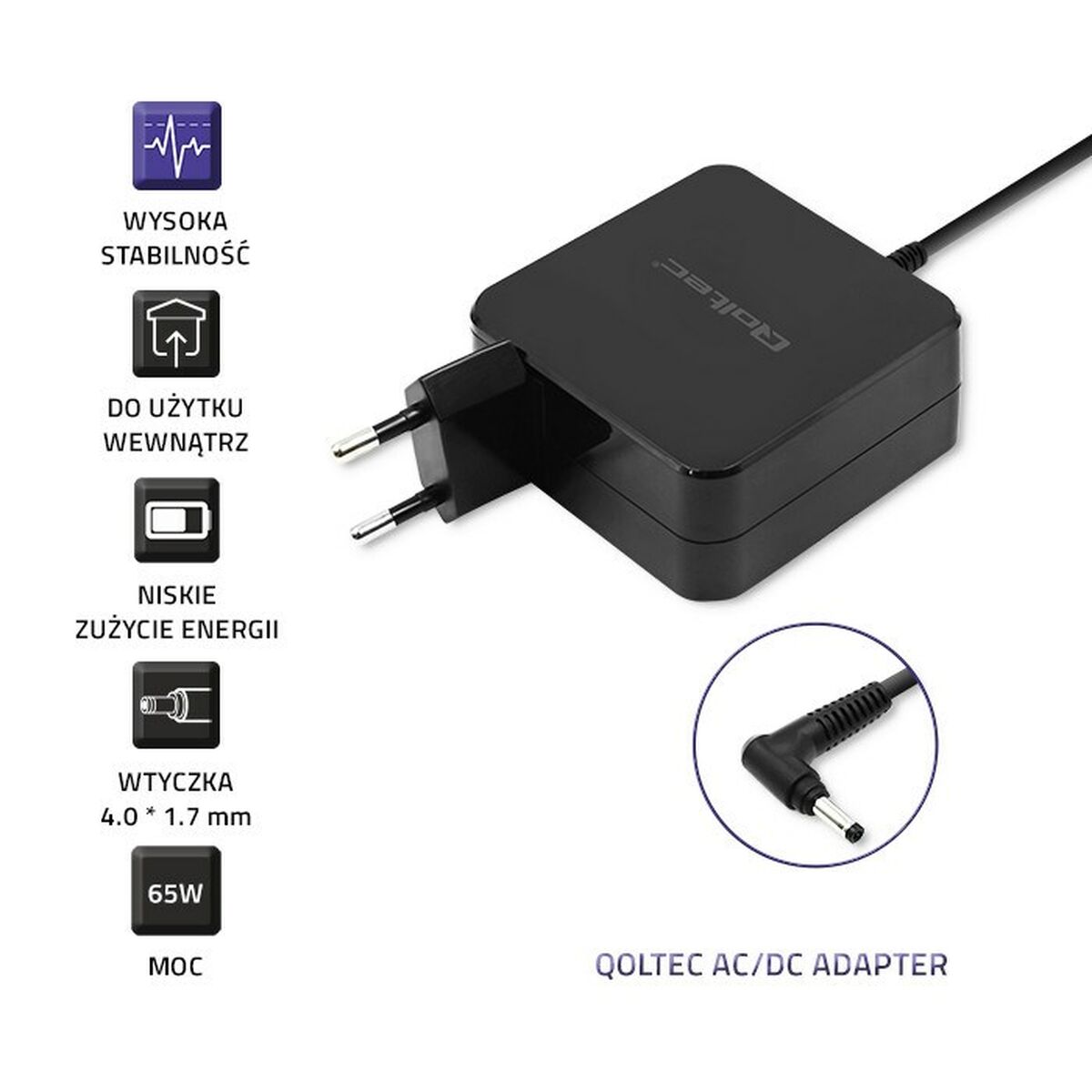 Laptopladdare Qoltec 51751 65 W - 5