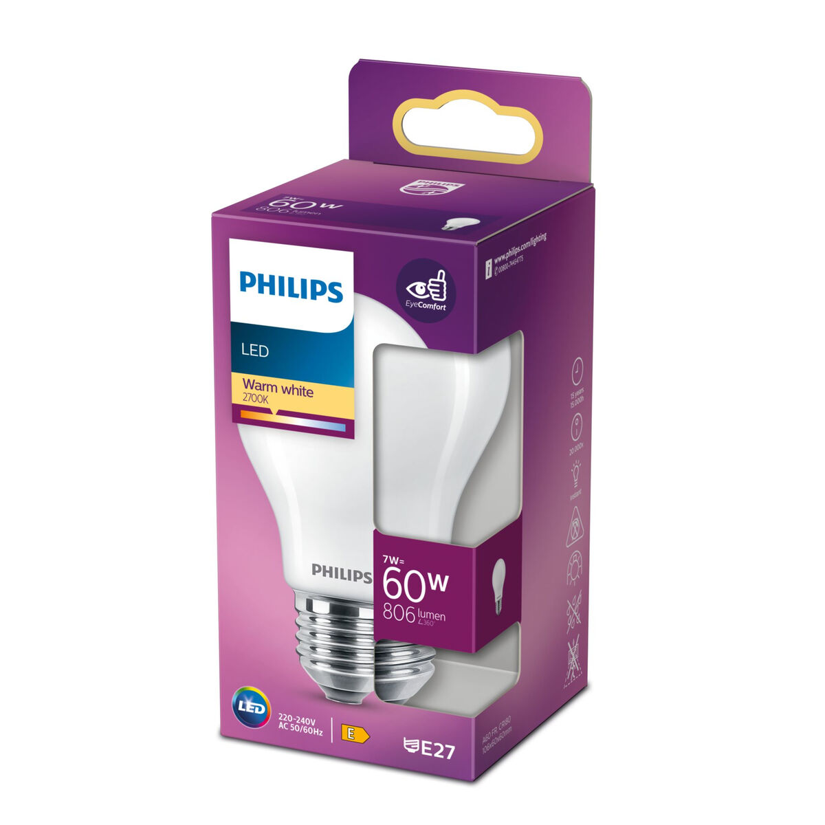 LED-lampa Philips Equivalent  E27 60 W E (2700 K) - 5
