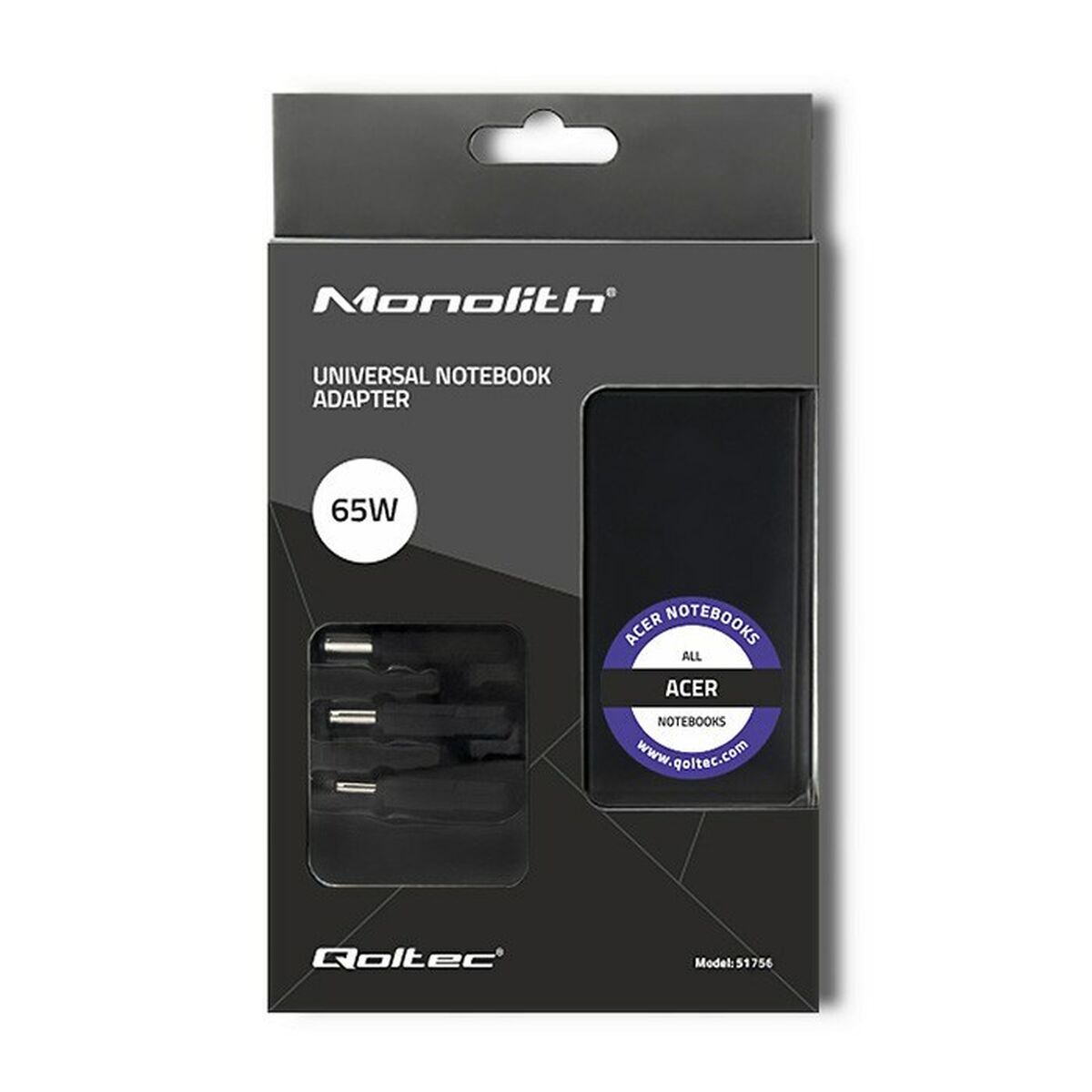 Laptopladdare Qoltec 51756 65 W - 3