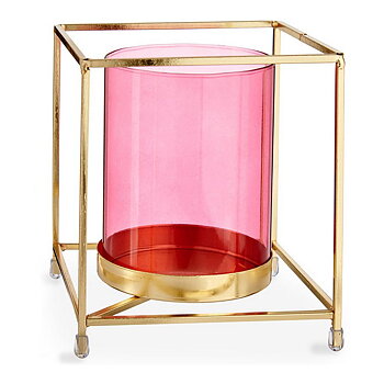 Ljusstakar Gift Decor Rosa Gyllene Metall Glas 14 x 15,5 x 14 cm Fyrkantig