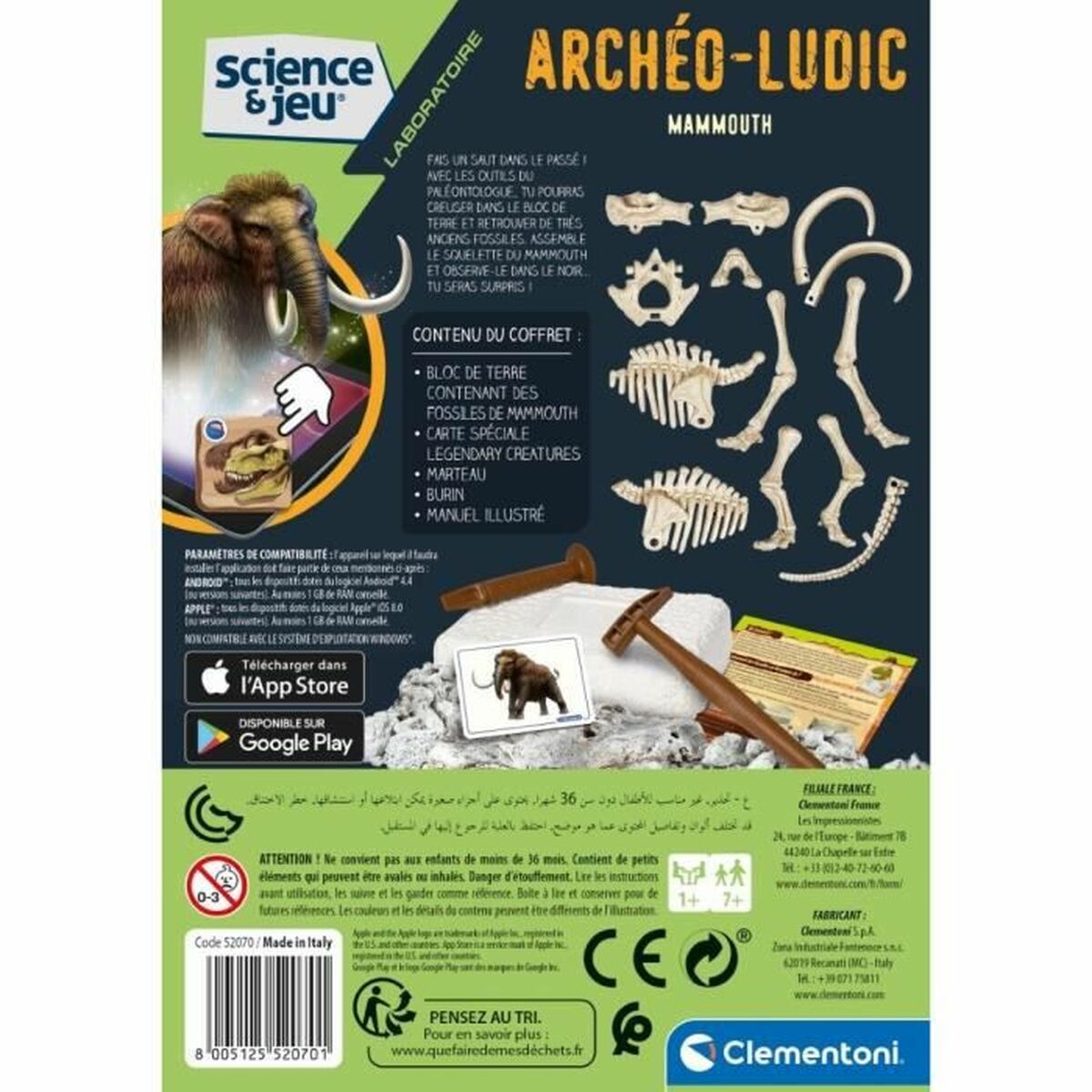 Vetenskapsspel Clementoni Archéo Ludic Mammoth Fluorescerande - 10