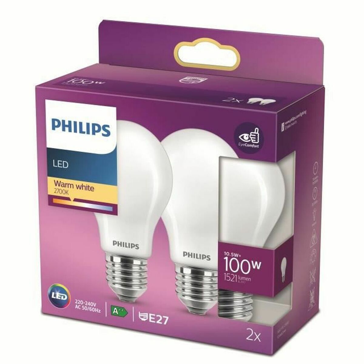 LED-lampa Philips Equivalent 100 W E27 Vit D (2700 K) (2 antal) - 5