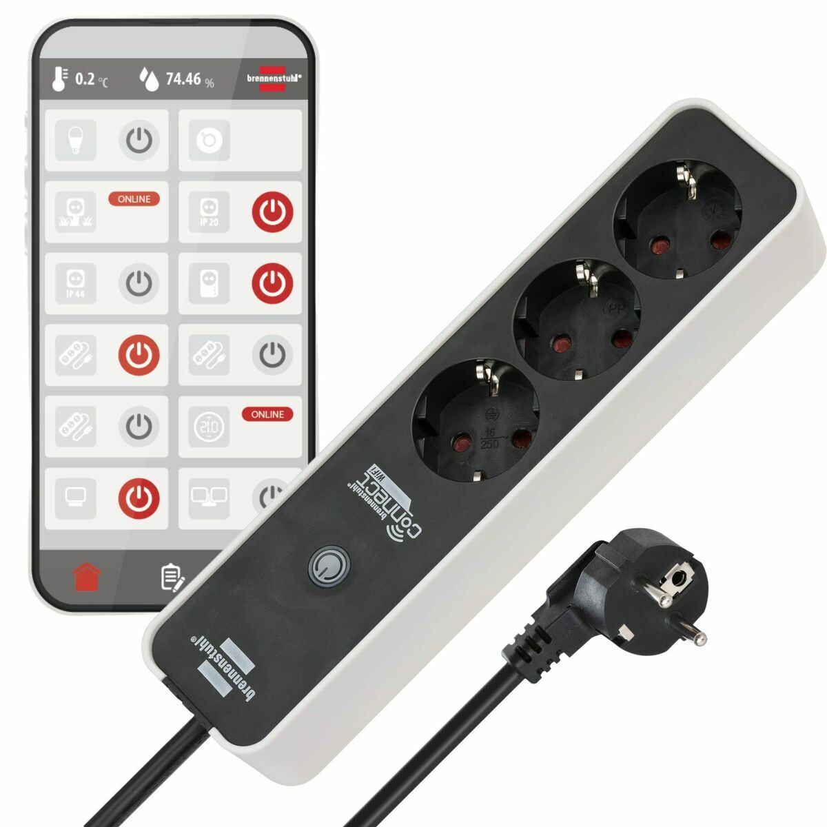 Strömlist Brennenstuhl brennenstuhl®Connect WiFi 3600 W 2.4 GHz (1,5 m)