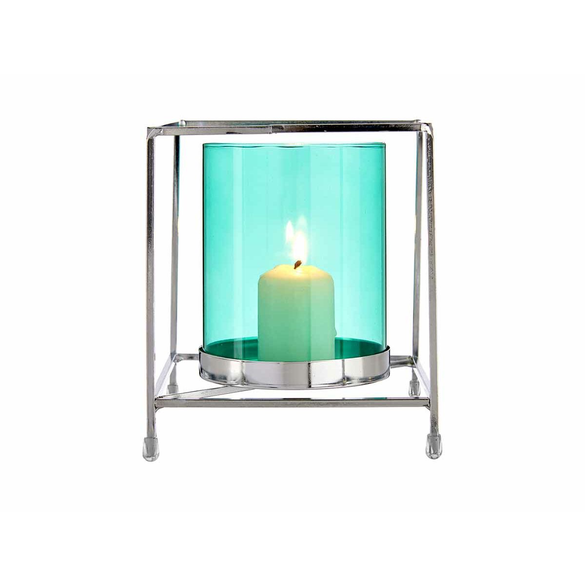 Ljusstakar Gift Decor Blå Silvrig Silver Metall Glas 14 x 15,5 x 14 cm Fyrkantig - 5