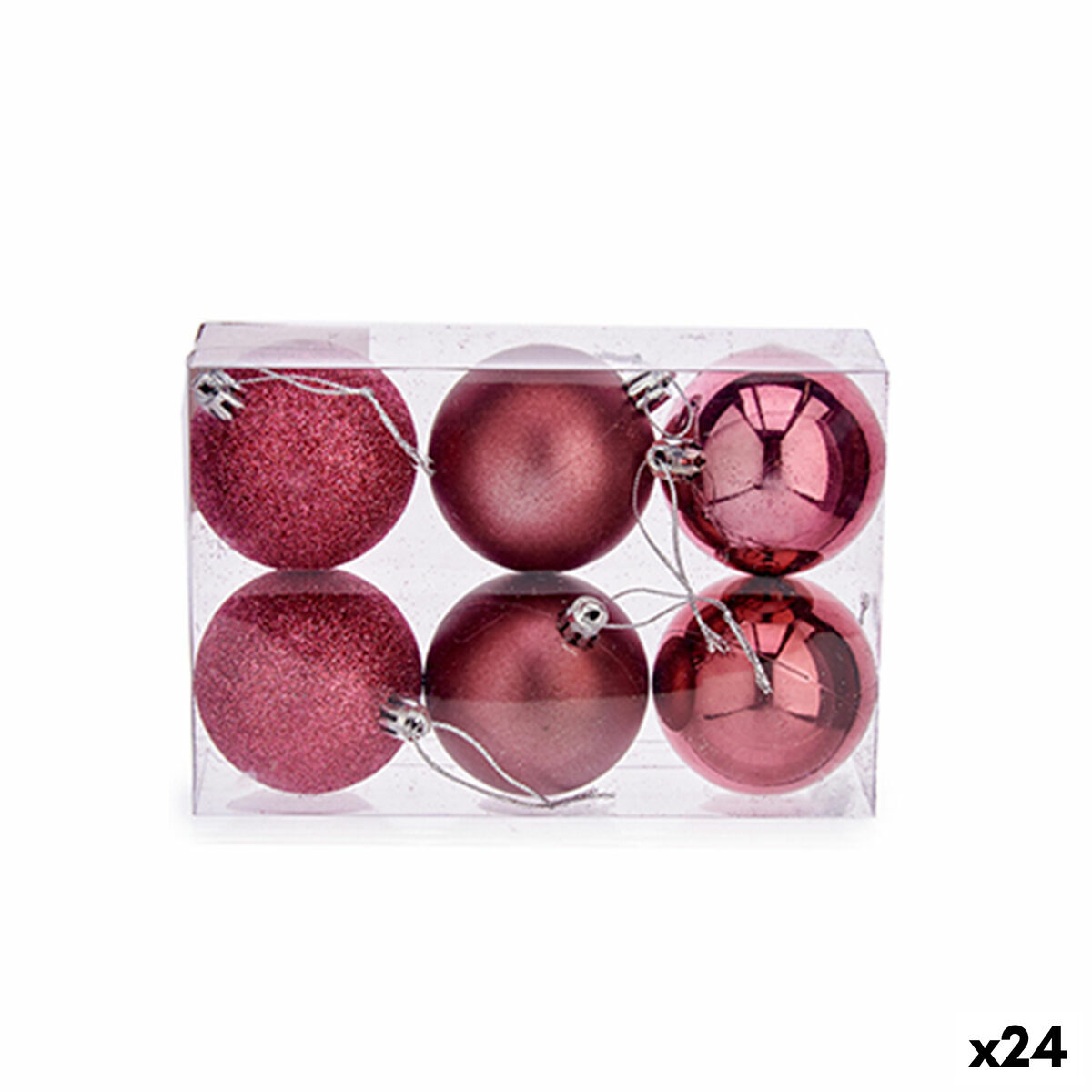 Uppsättning av julkulor Rosa PVC Ø 8 cm (24 antal) - 4