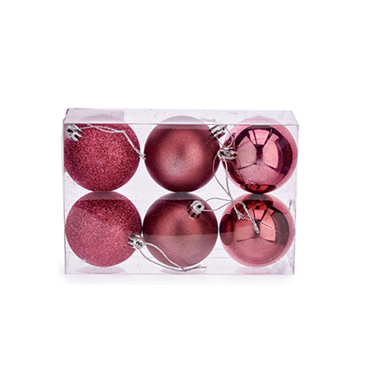Uppsättning av julkulor Rosa PVC Ø 8 cm (24 antal) - 6