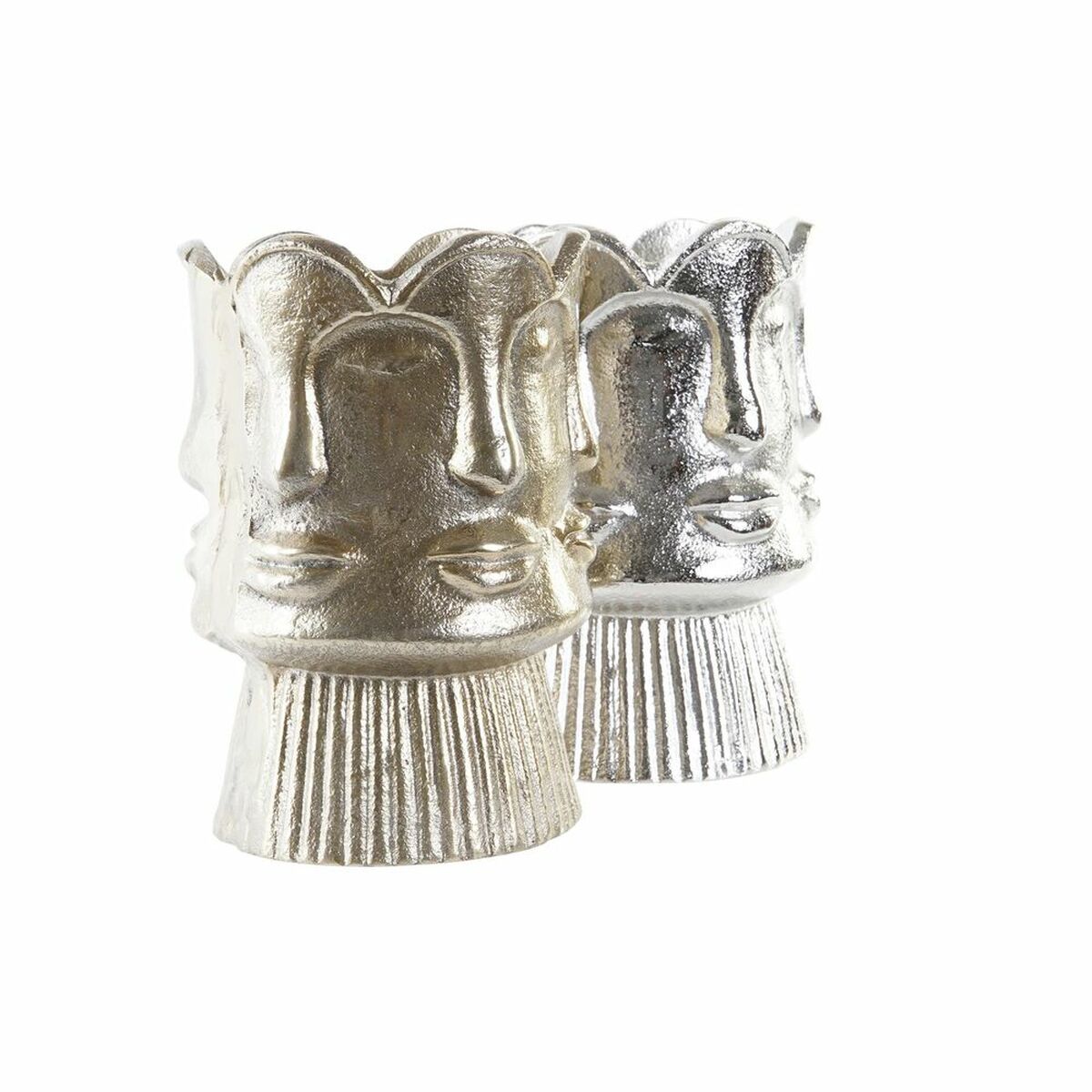 Vas DKD Home Decor Gyllene Ansikte Champagne Silvrig Aluminium Modern 12 x 12 x 17 cm (2 antal) - 9