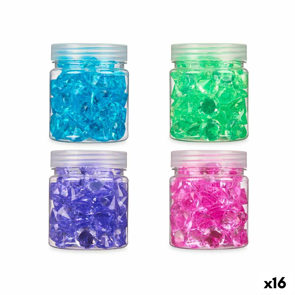 Dekorativa stenar Gift Decor Blå Grön Purpur Rosa 150 g Diamant (16 antal)