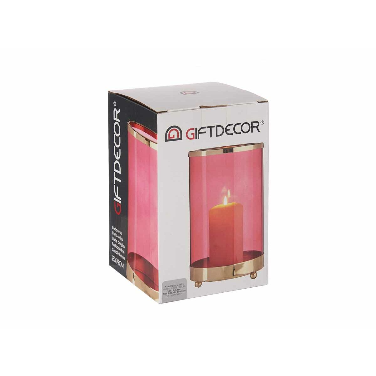 Ljusstakar Gift Decor Rosa Gyllene Metall Glas 12,2 x 19,5 x 12,2 cm Cylinder - 8