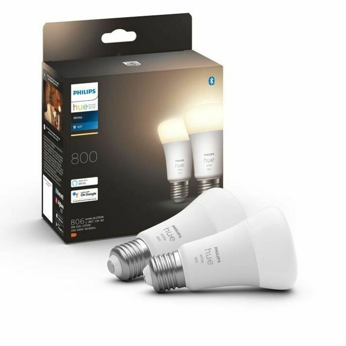 Smart-Lampa Philips 8719514319028 Vit F 60 W 9 W E27 800 lm (2700 K) (2 antal) - 6