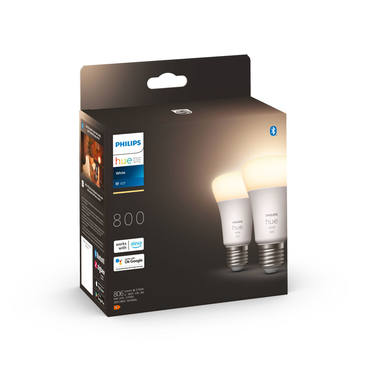Smart-Lampa Philips 8719514319028 Vit F 60 W 9 W E27 800 lm (2700 K) (2 antal) - 4