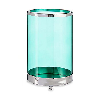 Ljusstakar Gift Decor Blå Silvrig Silver Metall Glas 12,2 x 19,5 x 12,2 cm Cylinder