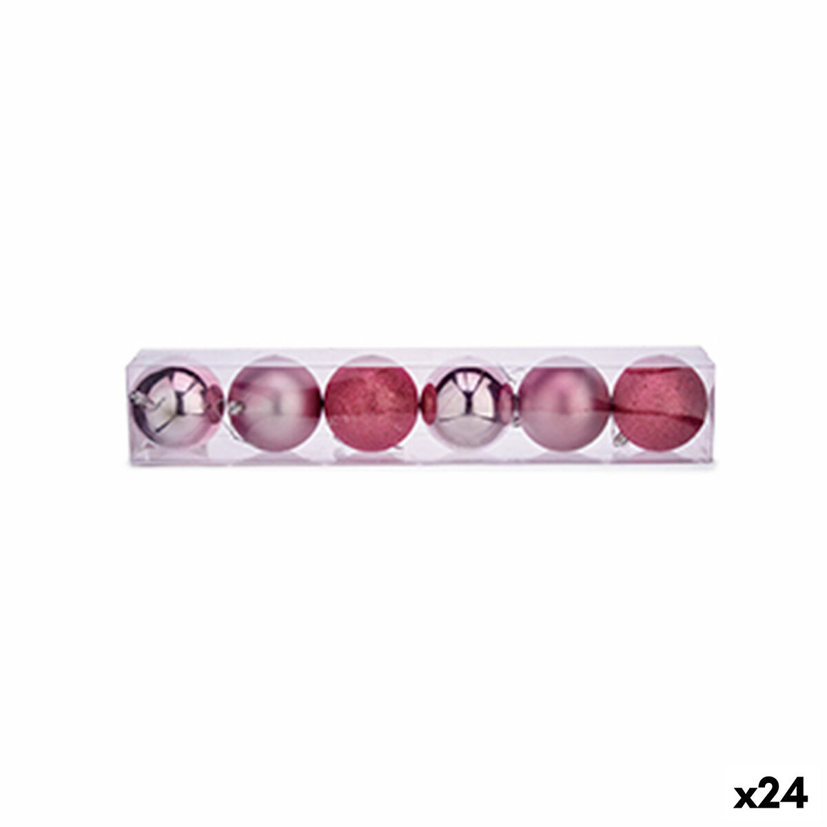 Uppsättning av julkulor Krist+ Rosa Plast Ø 8 cm (24 antal) - 5
