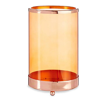 Ljusstakar Gift Decor Koppar Ambra Metall Glas 12,2 x 19,5 x 12,2 cm Cylinder