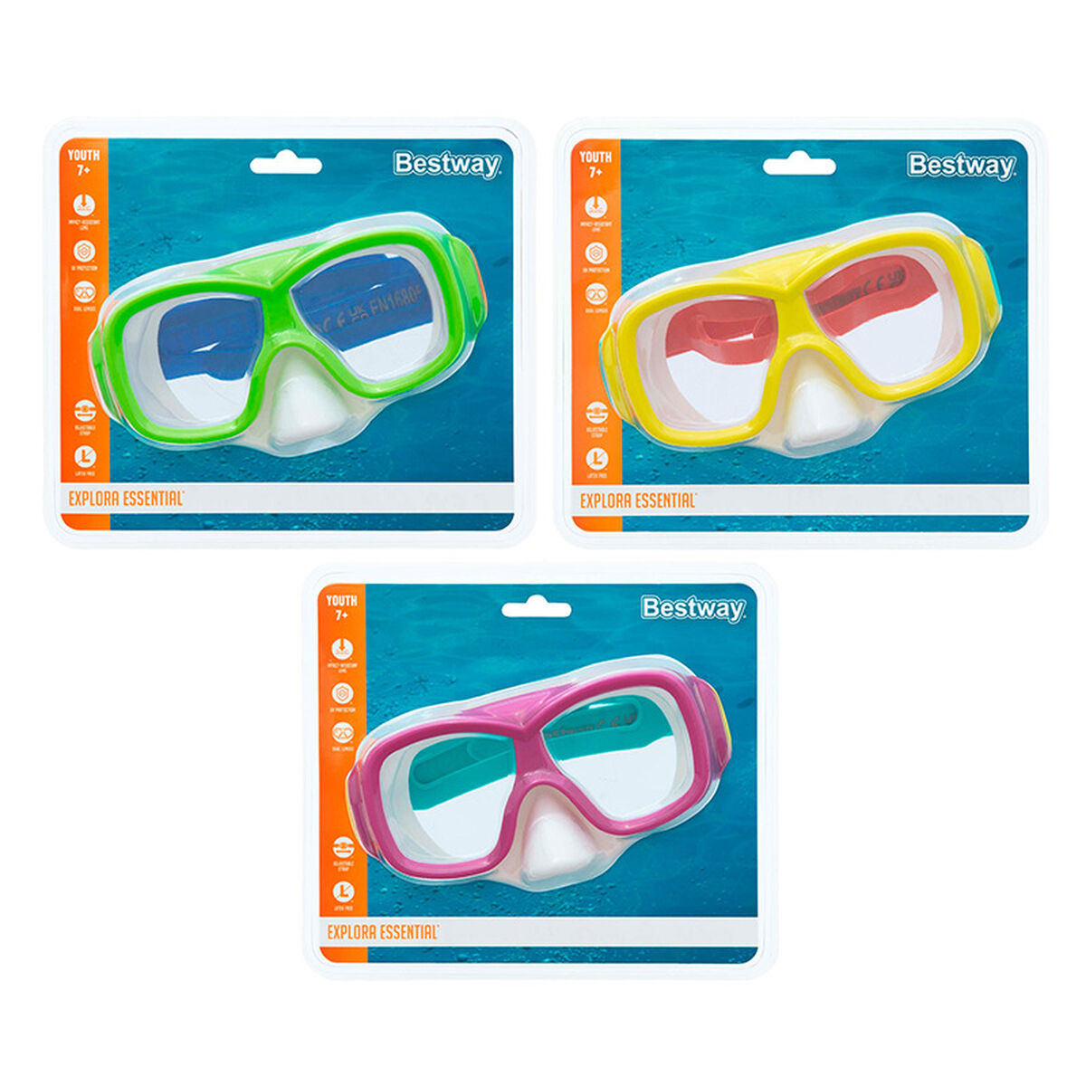 Bestway Vuxen Simma Silikon Antifog Olika Färger +14 År Strand och Pool 21130 - 5