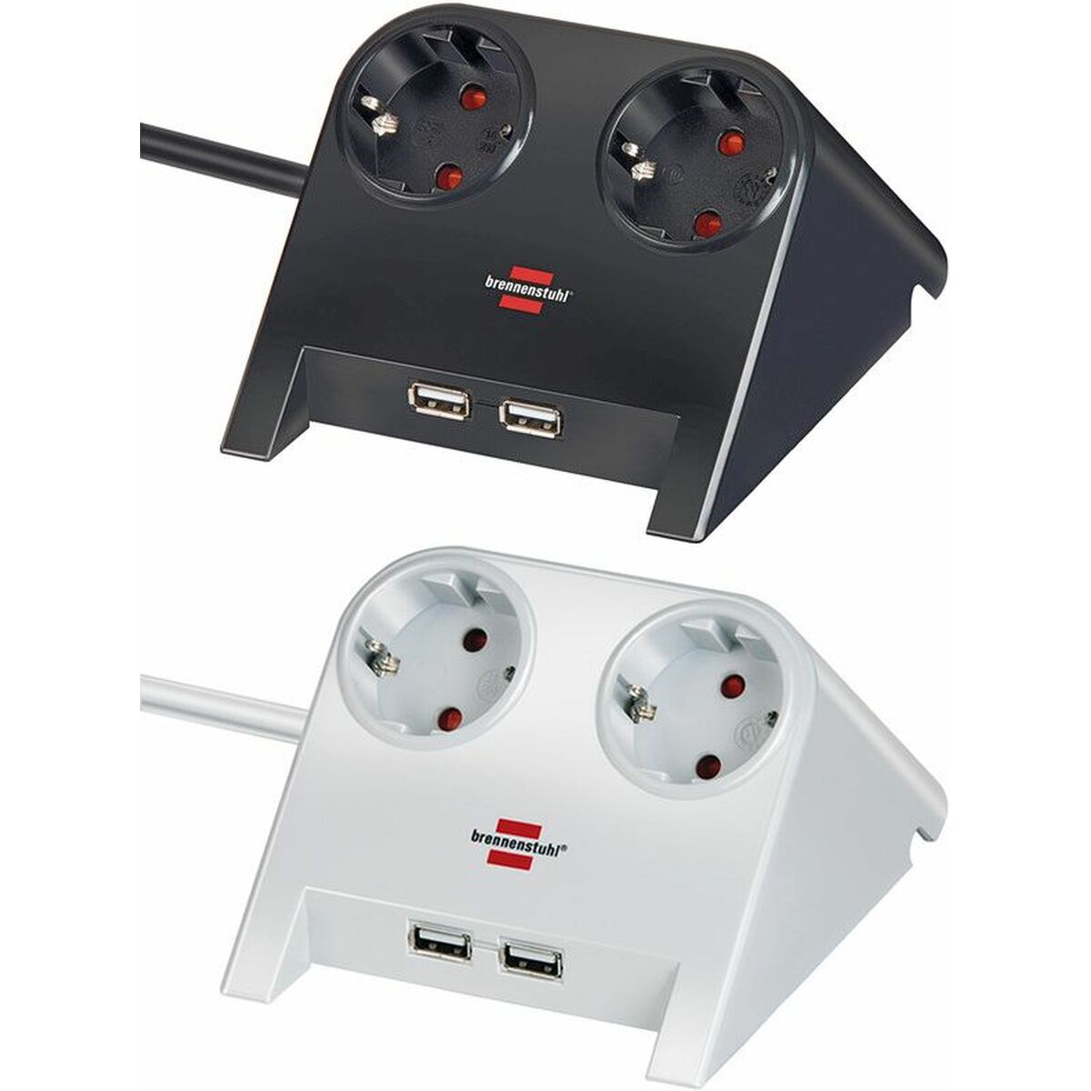 Ellist 2 Tomas-uttag utan brytare Brennenstuhl 1153520222 3600 W USB x 2 Bordsduk (1,8 m) - 2