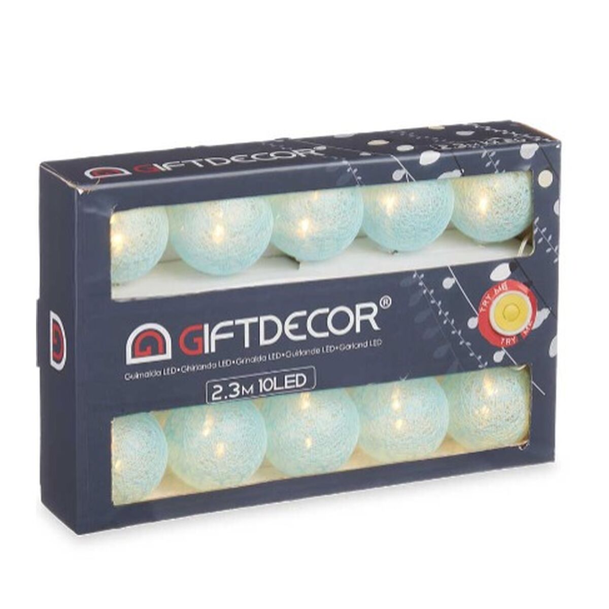 LED-krans Gift Decor Blå 2,3 m 31 x 20 x 6,5 cm Labda (12 antal) - 2