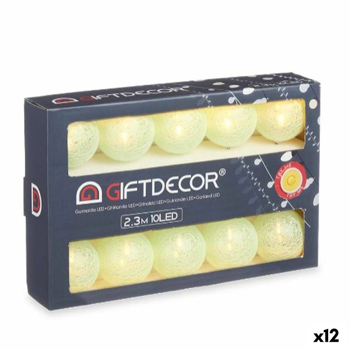 LED-krans Gift Decor Grön 2,3 m 31 x 20 x 6,5 cm Labda (12 antal)