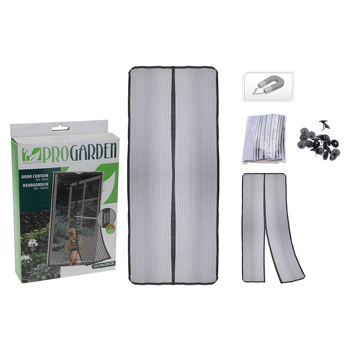 Myggnät Progarden 2 Delar Dörrar Glasfiber Svart (50 x 220 cm)