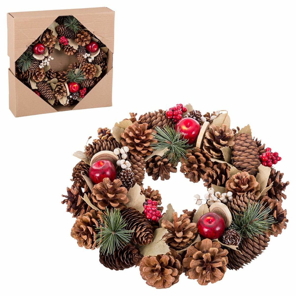 Julkrans Multicolour Naturell Plast Foam Ananas 30 x 8 x 30 cm - 2