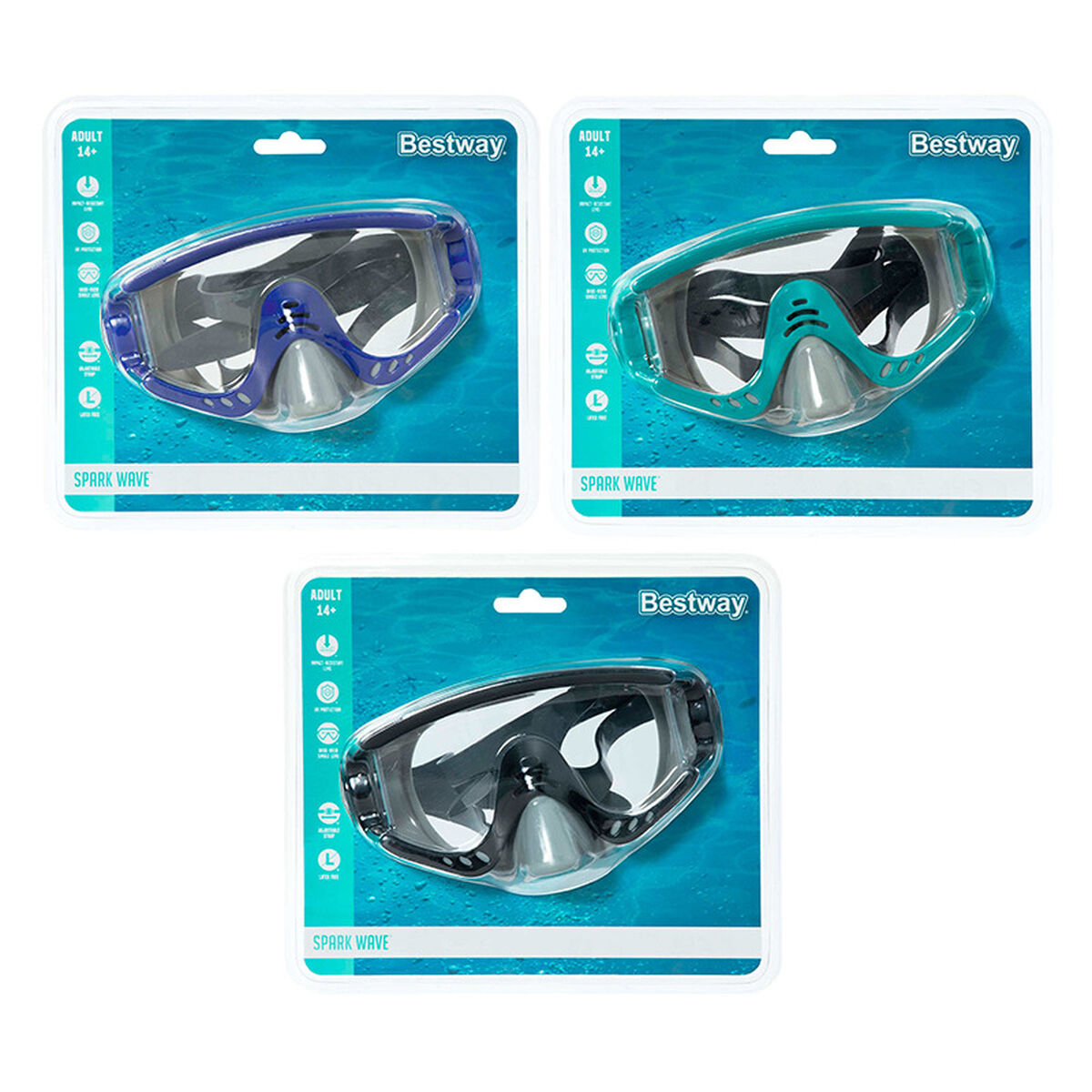 Bestway Junior Dykmask med anatomisk rem Blandade färger +7 år Strand och Pool 22039 - 5