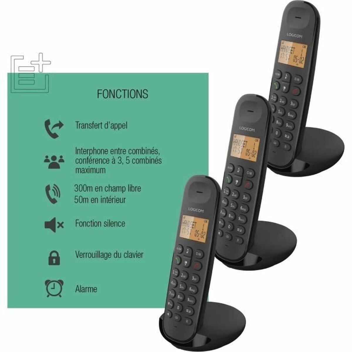 Trådlös Telefon Logicom ILOA 350 TRIO Svart