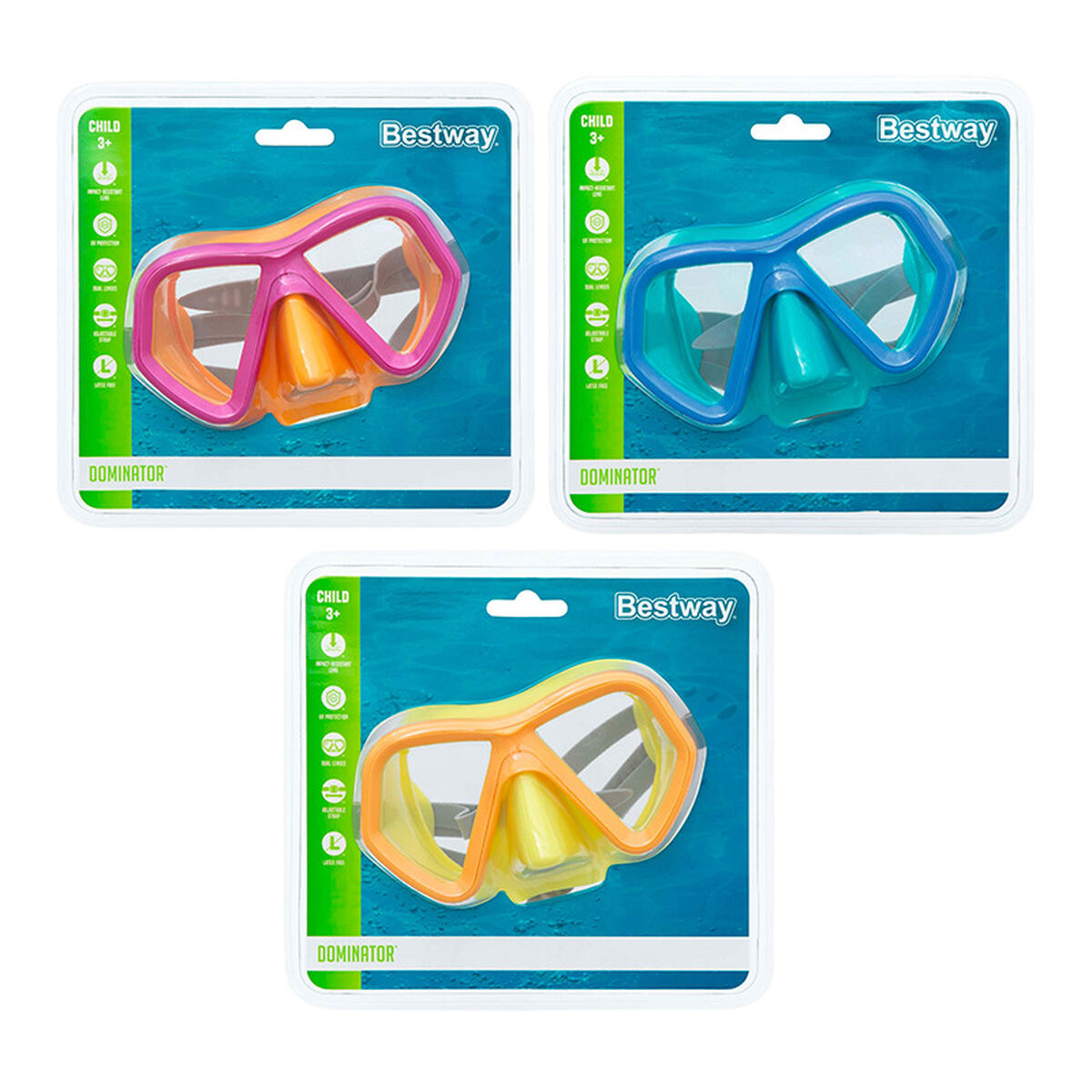 Bestway Dykmask för Juniorer med Anatomiskt Band, Blandade Färger +7 år Strand och Pool 22040 - 5